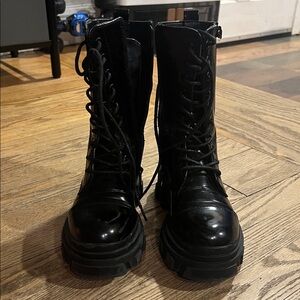 Dream Pairs Glossy Black Combat Boots